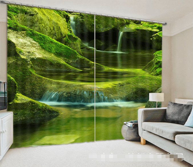 3D Flowing River 1268 Curtains Drapes Wallpaper AJ Wallpaper 