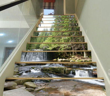 3D Forest River Waterfall 32 Stair Risers Wallpaper AJ Wallpaper 