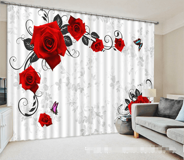 3D Flowers Vine Butterflies 1035 Curtains Drapes Wallpaper AJ Wallpaper 