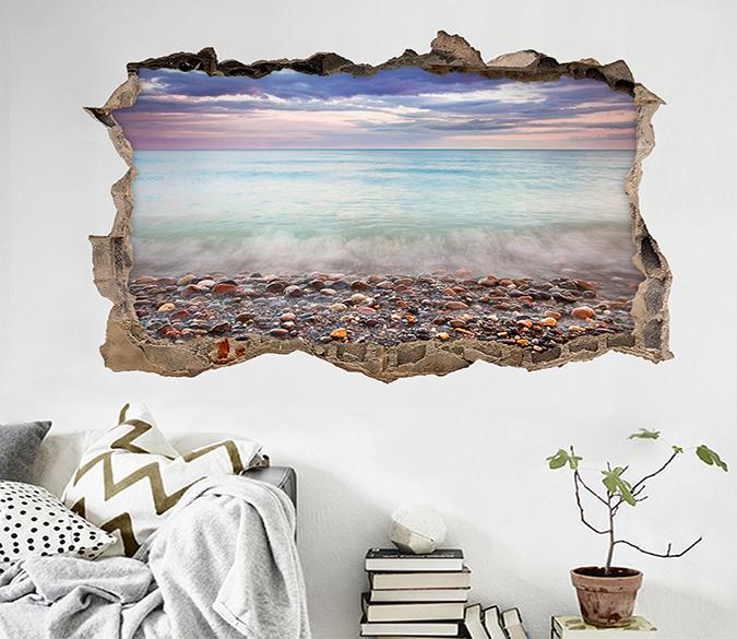 3D Seaside Stones 054 Broken Wall Murals Wallpaper AJ Wallpaper 