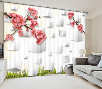 3D Peach Flowers 936 Curtains Drapes Wallpaper AJ Wallpaper 