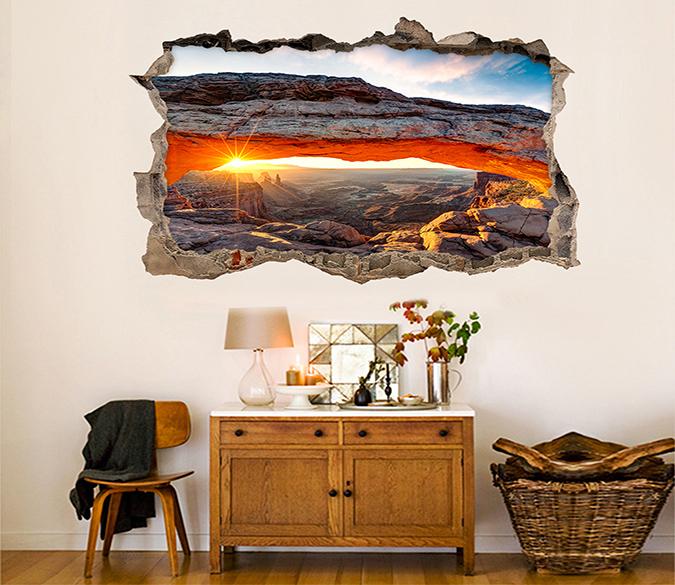 3D Mountain Cave Sunset 303 Broken Wall Murals Wallpaper AJ Wallpaper 