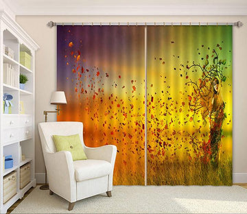 3D Woman Flying Leaves 206 Curtains Drapes Wallpaper AJ Wallpaper 