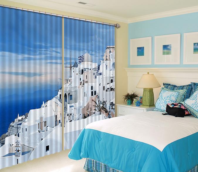 3D Santorini Island 256 Curtains Drapes Wallpaper AJ Wallpaper 