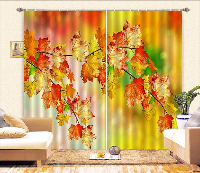 3D Bright Leaves 527 Curtains Drapes Wallpaper AJ Wallpaper 