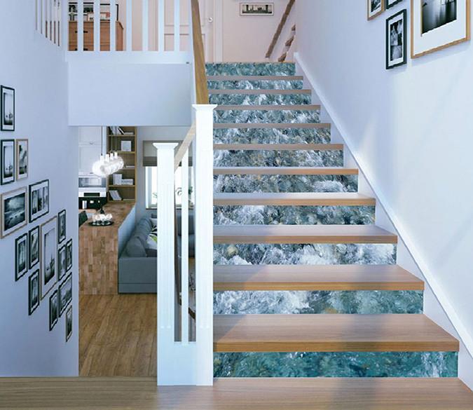 3D River Clear Water 1120 Stair Risers Wallpaper AJ Wallpaper 