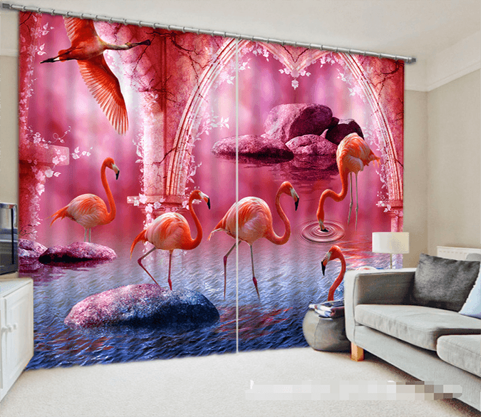 3D Sea Pillars Birds 1044 Curtains Drapes Wallpaper AJ Wallpaper 