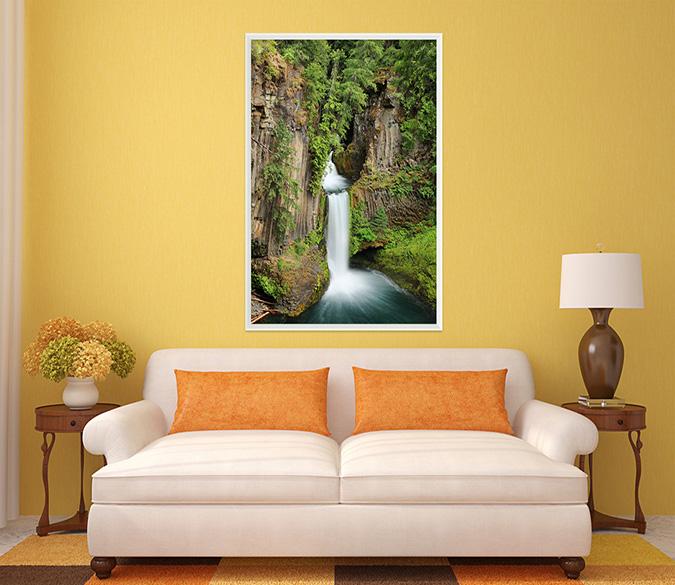 3D Precipitous Waterfall 052 Fake Framed Print Painting Wallpaper AJ Creativity Home 