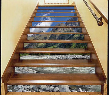 3D Mountain River Stones 858 Stair Risers Wallpaper AJ Wallpaper 