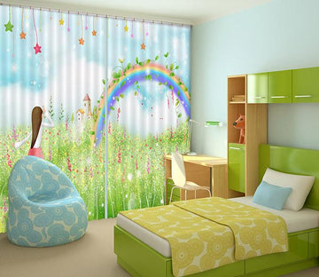 3D Flowers Field Rainbow 170 Curtains Drapes Wallpaper AJ Wallpaper 
