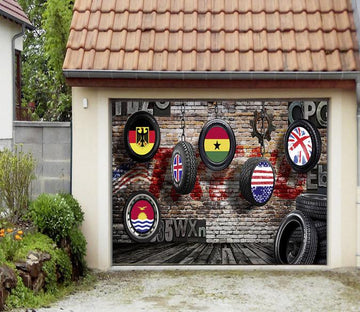 3D Hanging Tires 367 Garage Door Mural Wallpaper AJ Wallpaper 