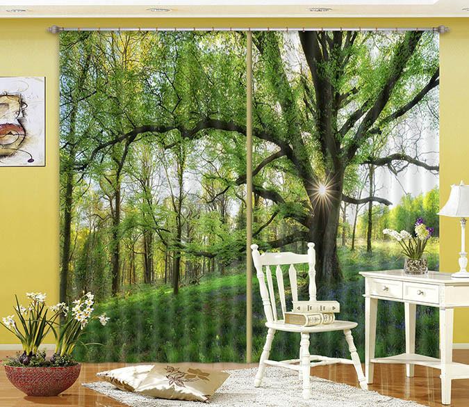 3D Pretty Green Trees 387 Curtains Drapes Wallpaper AJ Wallpaper 