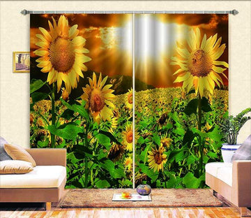 3D Bright Sunflowers Field 824 Curtains Drapes Wallpaper AJ Wallpaper 