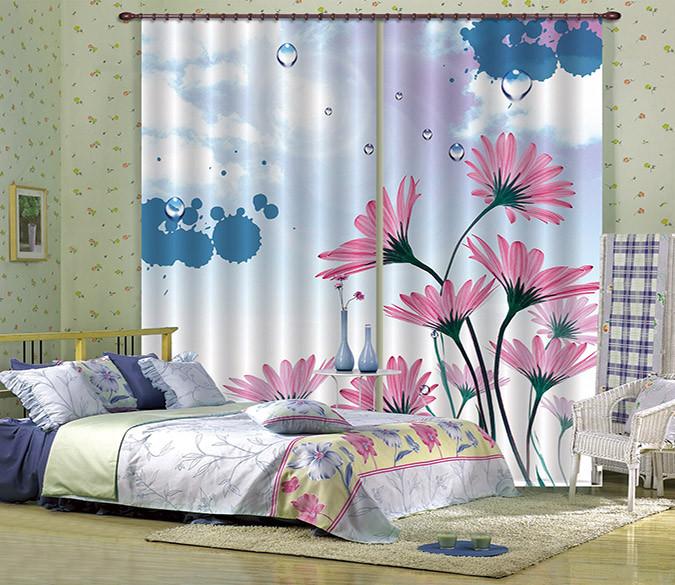 3D Flowers Drops 200 Curtains Drapes Wallpaper AJ Wallpaper 