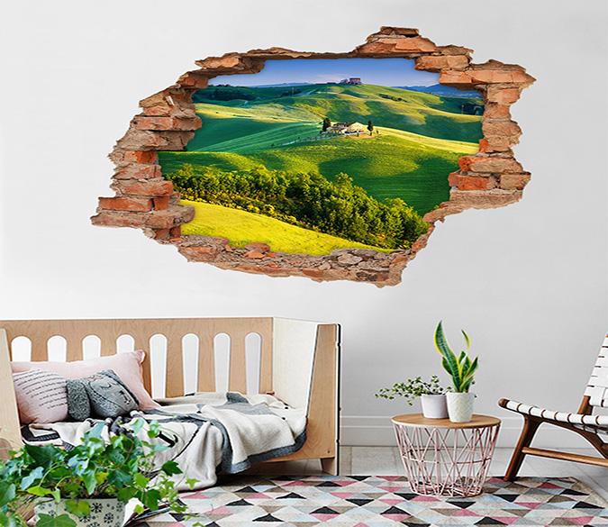 3D Green Mountains 214 Broken Wall Murals Wallpaper AJ Wallpaper 