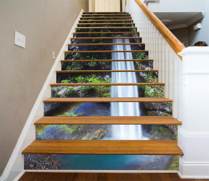 3D Waterfall Rainbow 37 Stair Risers Wallpaper AJ Wallpaper 