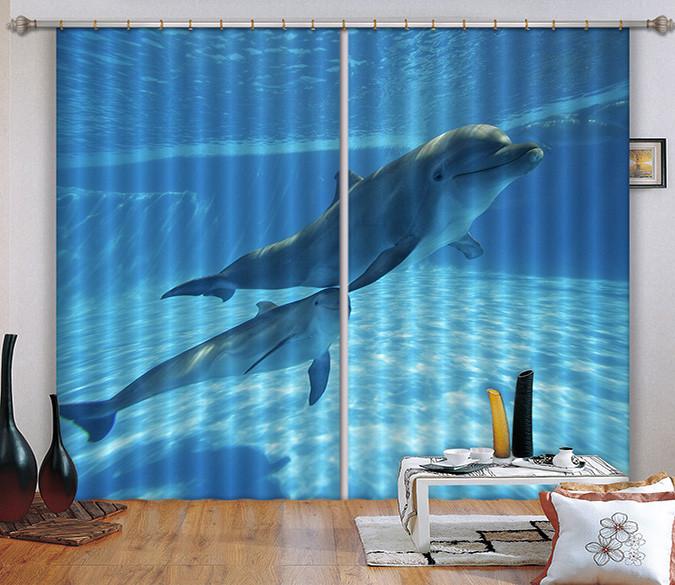 3D Sea Dolphins 150 Curtains Drapes Wallpaper AJ Wallpaper 