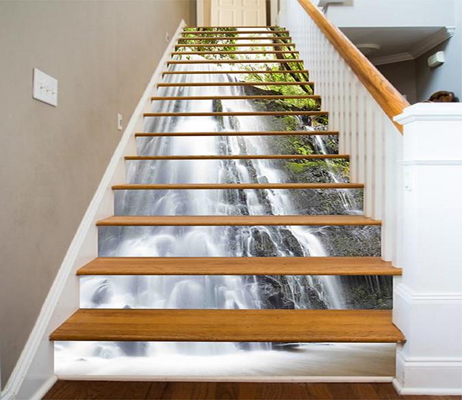 3D Pretty Secluded Waterfall 840 Stair Risers Wallpaper AJ Wallpaper 