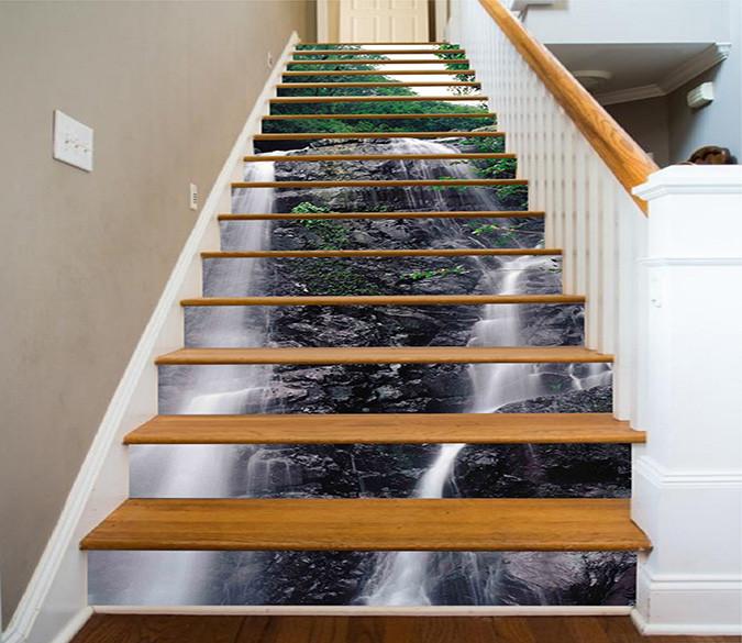 3D Forest River Waterfall 1560 Stair Risers Wallpaper AJ Wallpaper 