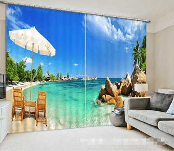 3D Sunny Sea Bay 1296 Curtains Drapes Wallpaper AJ Wallpaper 