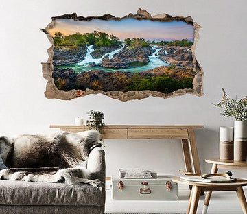 3D River Scenery 025 Broken Wall Murals Wallpaper AJ Wallpaper 