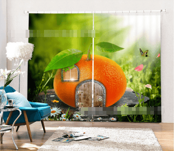 3D Lovely Orange House 1373 Curtains Drapes Wallpaper AJ Wallpaper 