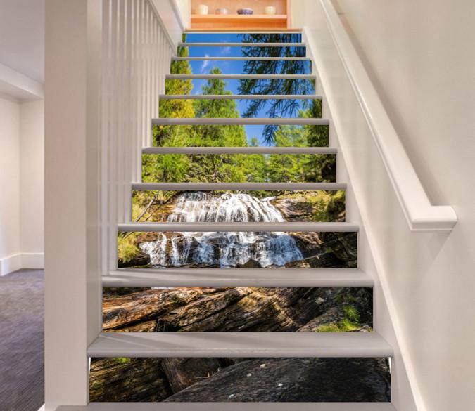 3D Forest Rocks River 34 Stair Risers Wallpaper AJ Wallpaper 