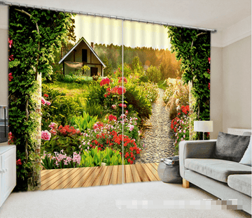 3D Flowers Field Villa 1346 Curtains Drapes Wallpaper AJ Wallpaper 