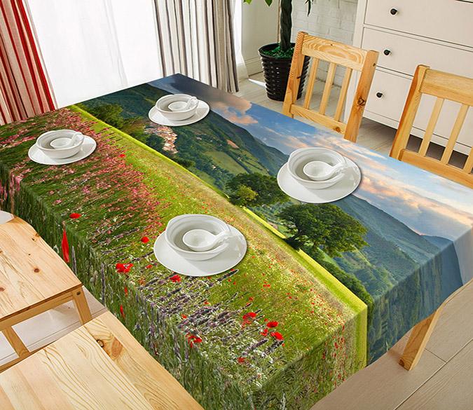 3D Mountain Village Flowers 110 Tablecloths Wallpaper AJ Wallpaper 