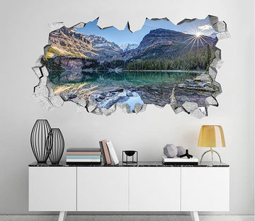 3D Mountain Lake Scenery 183 Broken Wall Murals Wallpaper AJ Wallpaper 