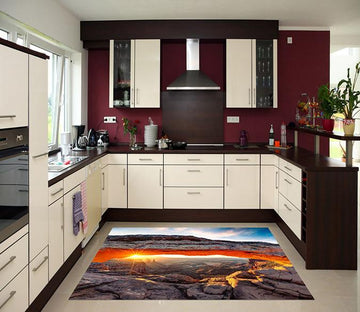 3D Stone Mountain Sunset 674 Kitchen Mat Floor Mural Wallpaper AJ Wallpaper 