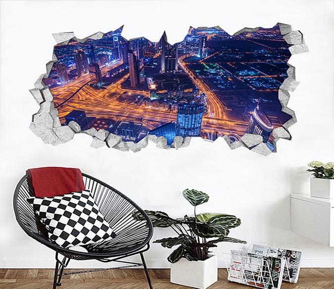 3D Bustling City 352 Broken Wall Murals Wallpaper AJ Wallpaper 