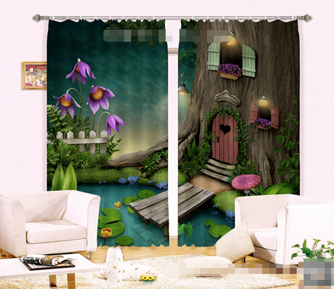 3D Tree House Scenery 1190 Curtains Drapes Wallpaper AJ Wallpaper 