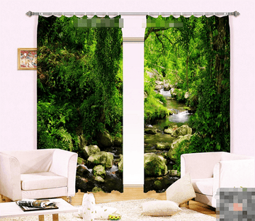 3D Creek Green Vines 1063 Curtains Drapes Wallpaper AJ Wallpaper 