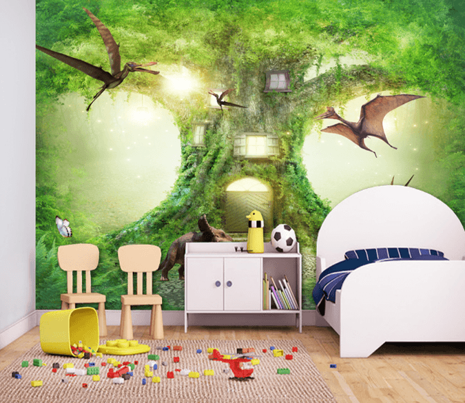 3D Flying Dinosaurs Tree House Wallpaper AJ Wallpaper 