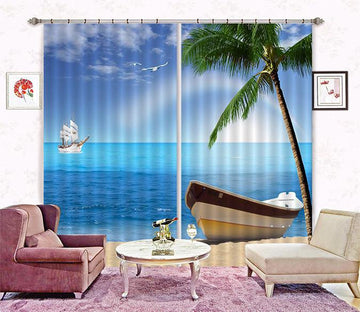 3D Sea Sailing Boat 151 Curtains Drapes Wallpaper AJ Wallpaper 