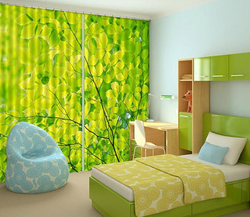 3D Branch Green Leaves 254 Curtains Drapes Wallpaper AJ Wallpaper 