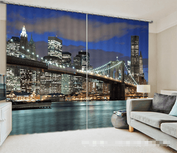 3D New York Night View 1312 Curtains Drapes Wallpaper AJ Wallpaper 