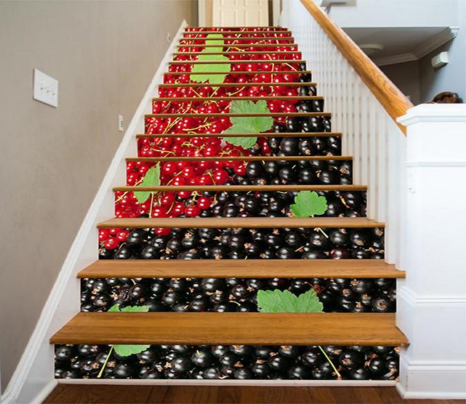 3D Cherries And Leaves 1123 Stair Risers Wallpaper AJ Wallpaper 