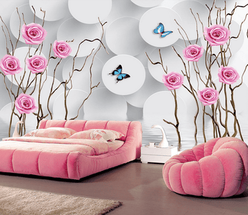 Butterflies And Pink Flowers Wallpaper AJ Wallpaper 2 