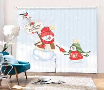 3D Interesting Snowman 2129 Curtains Drapes Wallpaper AJ Wallpaper 