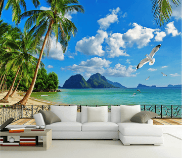 Open-Air Balcony Sea View Wallpaper AJ Wallpaper 