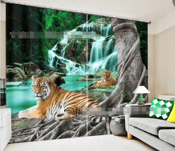 3D Riverside Tigers 2141 Curtains Drapes Wallpaper AJ Wallpaper 