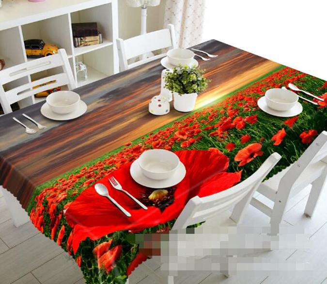 3D Flowers Field Sunset 1160 Tablecloths Wallpaper AJ Wallpaper 