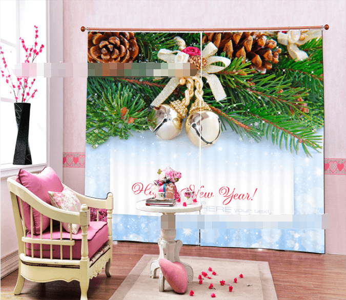 3D Christmas Tree Bells 2042 Curtains Drapes Wallpaper AJ Wallpaper 