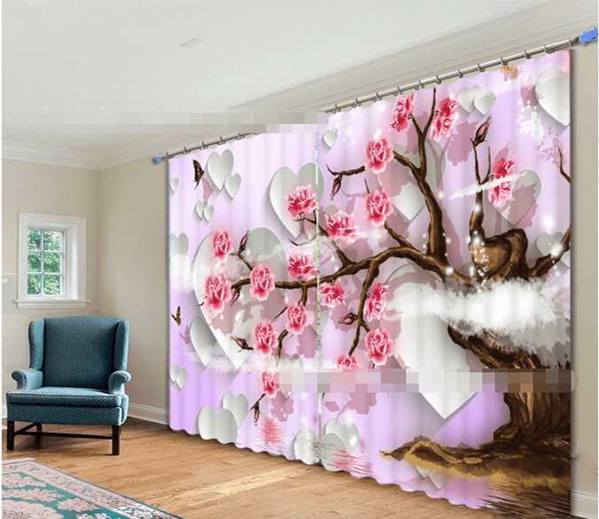 3D Flowers Tree And Butterflies 2099 Curtains Drapes Wallpaper AJ Wallpaper 