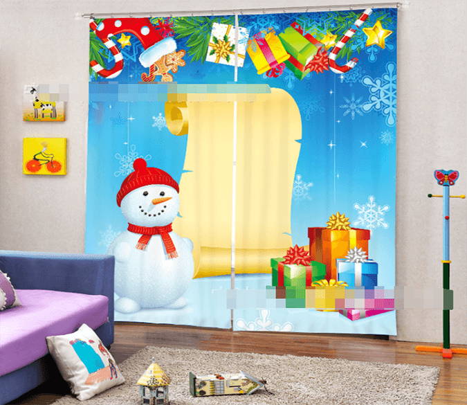 3D Snowman Gifts 1399 Curtains Drapes Wallpaper AJ Wallpaper 