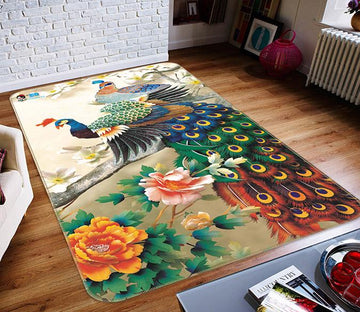 3D Flowers Tree Peacocks 175 Non Slip Rug Mat Mat AJ Creativity Home 