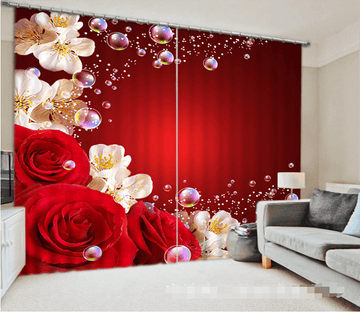 3D Flowers And Bubbles 1294 Curtains Drapes Wallpaper AJ Wallpaper 