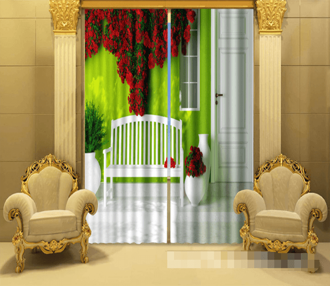 3D House Flowers 1199 Curtains Drapes Wallpaper AJ Wallpaper 